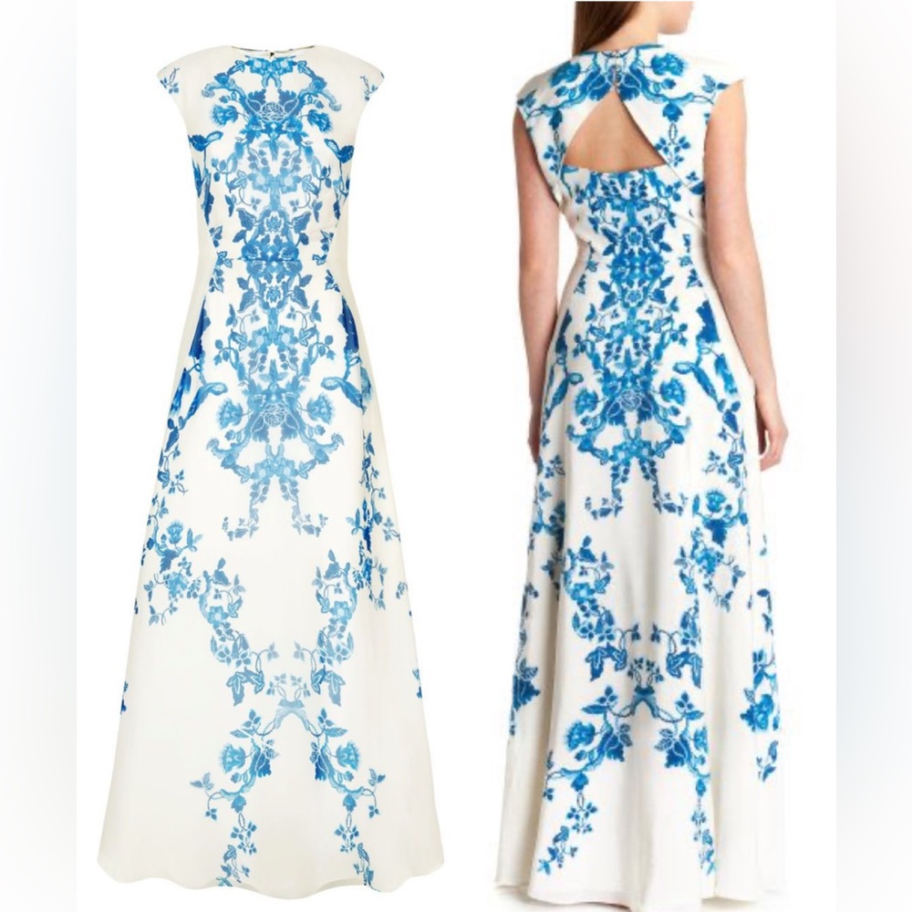 COPY - Ted Baker White and Blue Geometric Maxi Dress